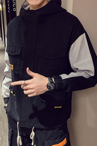 2021春季新款夹克男装工装夹克连帽外套棒球服韩版潮DS324TP95图片