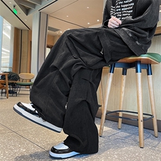 日系潮牌宽松百搭直筒休闲裤秋冬季灯芯绒工装长裤男士K7546-P40，男装休闲裤，星座512-3