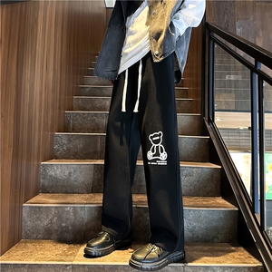 k1065-p55-控78 M-5XL宽松大码 发泡印花多口袋港风高阶黑暗牛仔图片