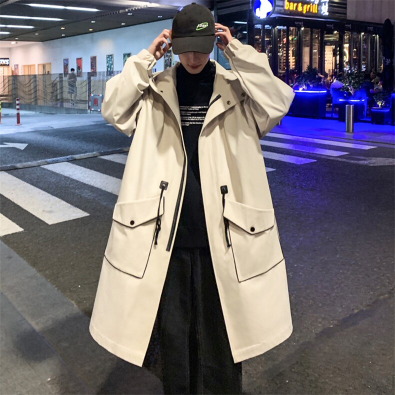 长年大货冲锋风衣男中长款大衣男F080薄P105加棉P120港风D图片