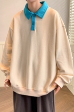 春装新品学生百搭纯色衬衫2023潮拼接卫衣男女WY3672-P65控价88，男装卫衣，电商A441-1