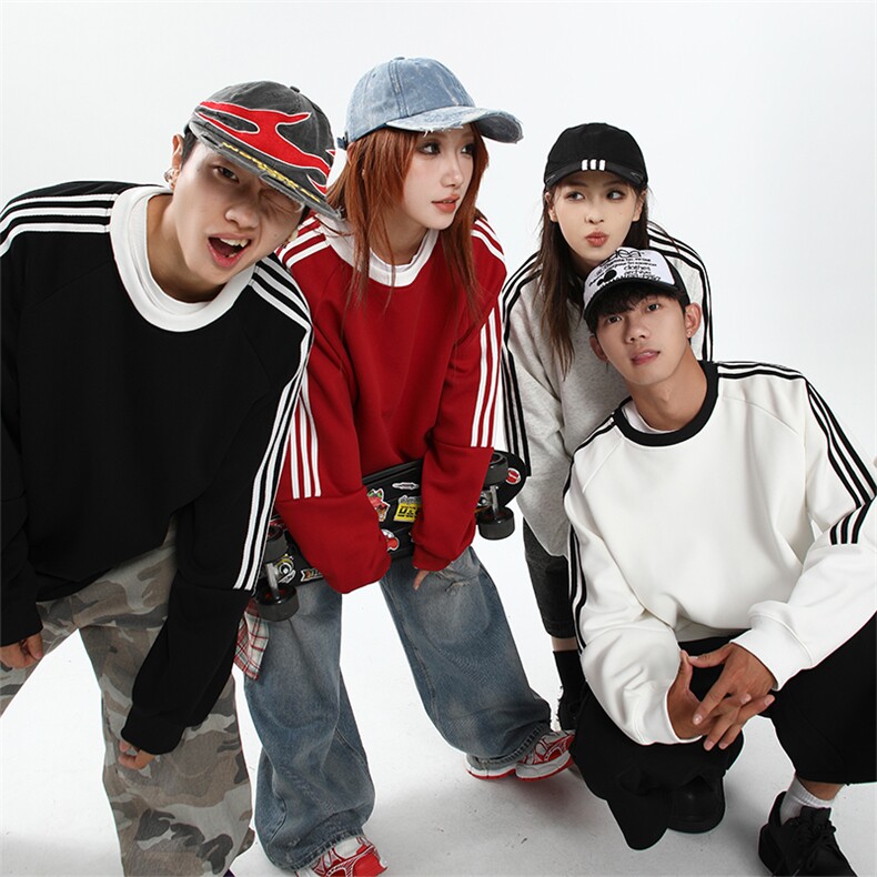 抖音得物高品质全棉二开支持退换480克加绒加厚宽松织带卫衣CM03，男装卫衣，电商A486-1