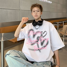 EQ429重磅240克创意爱心涂鸦印花短袖夏季港风宽松T恤男P25，男装T恤，电商C306-1
