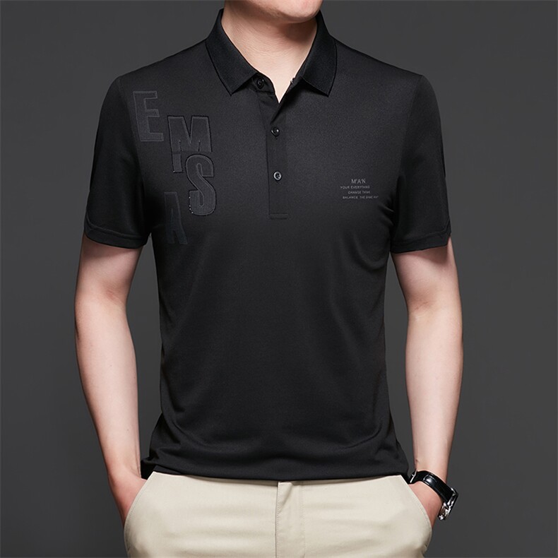 polo衫短袖男夏季冰丝免烫2023新款半袖上衣宽松翻领休闲t恤男装,男装T恤,电商B212（原钱塘6029）