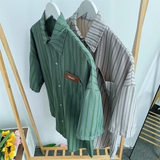 日系短袖衬衫男夏季条纹衬衣外套cityboy休闲痞帅寸衫潮S223-P30，男装衬衫，星座1008