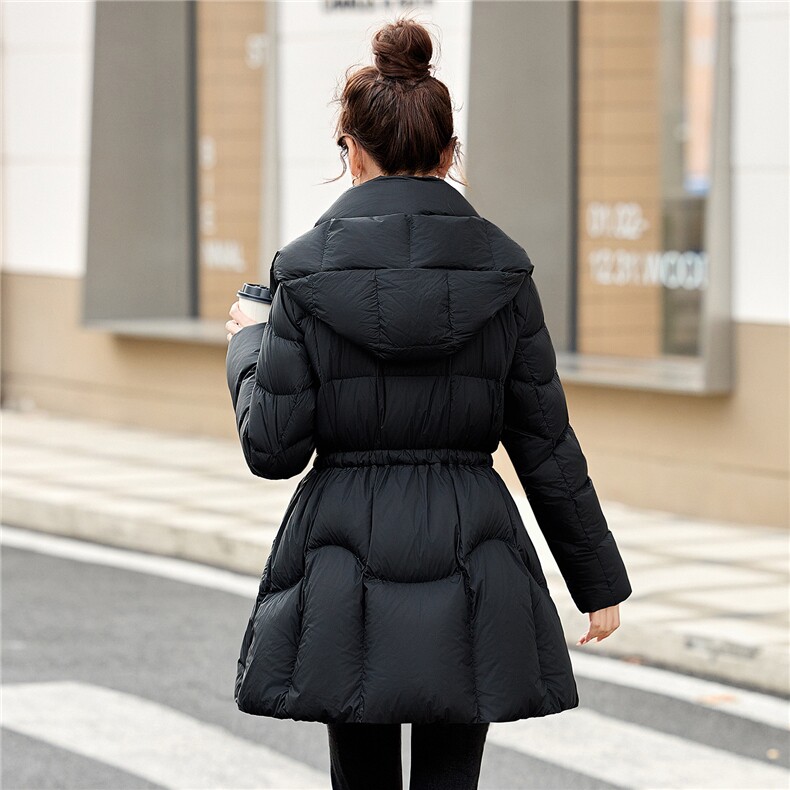 2025冬装新款简约时尚休闲连帽鹅绒羽绒服,女装羽绒服,美沁