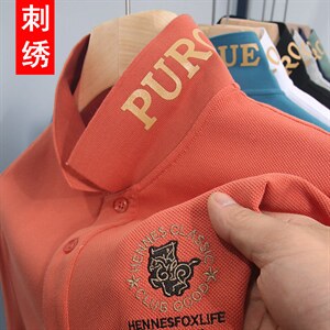 纯棉短袖T恤男翻领刺绣POLO衫夏季中青年男士休闲百搭体恤夏装图片