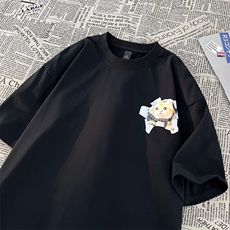 抖音直播高克重质量t恤男女潮流宽松半袖体恤衫517A-2-T6635-P28，男装T恤，星座517A-2