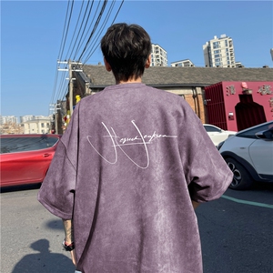 得物抖音品质潮流麂皮绒字母印花短袖T恤djp282-特批23控39图片