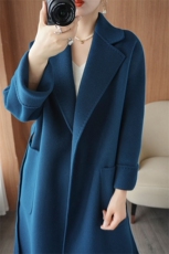 时尚显瘦长款羊毛大衣女冬季新款韩版宽松气质外套，女装双面呢大衣，乾庄羊绒