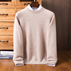 高品质男士羊绒套衫秋冬保暖圆领插肩简约百搭毛衣，男装羊绒套衫，铂欧羊绒