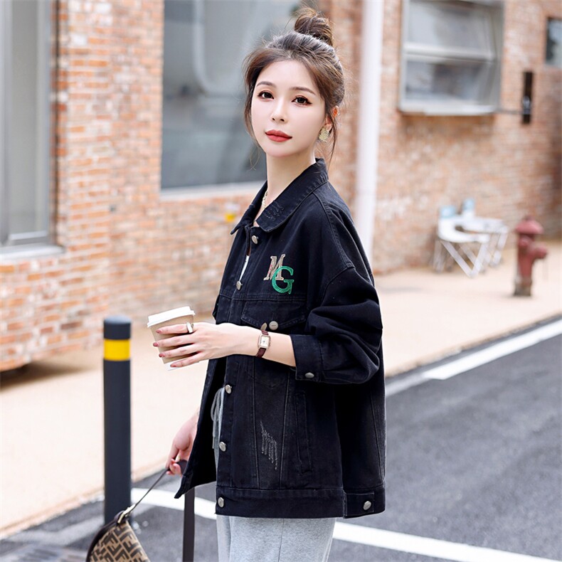 牛仔外套女短款2025春秋新款小个子妈妈宽松时尚牛仔衣夹克衫上衣,女装牛仔外套,意芙