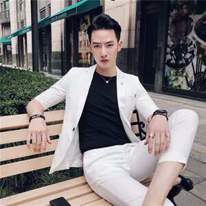 2021夏款七分袖西装男套装九分休闲裤中袖西服A470-TZ31-P150图片