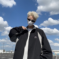 撞色插肩袖运动外套男秋季仿冲锋衣潮牌美式防水夹克，男装夹克，星座410-7