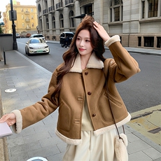 新款麂皮绒皮毛一体外套送包包2C010-2579-P175-K258，女装短外套，2C010