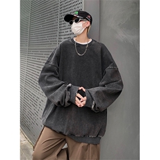 得物抖音高品质二开360克重磅做旧炒雪花纯色圆领水洗卫衣CM15，男装卫衣，电商A486-1