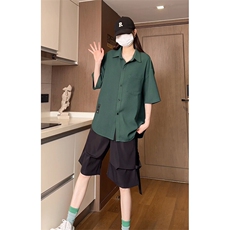 美式复古短袖衬衫男士夏季衬衣7381-P42，男装衬衫，电商B380（原B361）