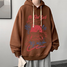 WY2226-P35加绒款-P40纯棉连帽卫衣男大码运动帽衫宽松薄外套男，男装卫衣，电商A040