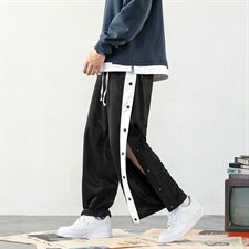 2021秋季新白墙模特大码男九分秒脱排扣拼接休闲裤卫裤K2100P45，男装休闲裤，电商A001