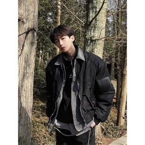 1506/GW92970/P67翻领夹克男ins春秋棒球服宽松情侣男潮流上衣图片