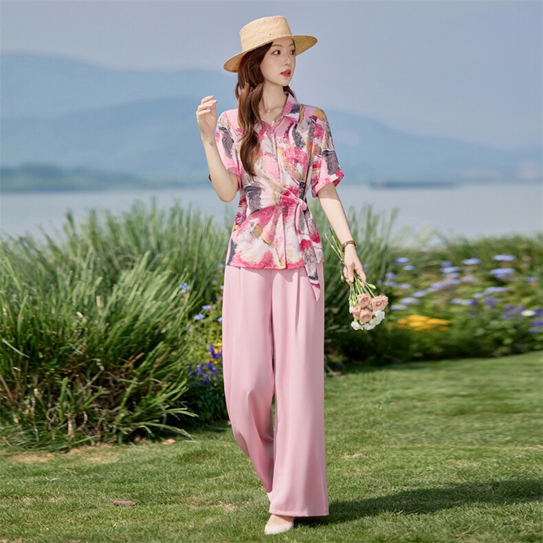 现货！夏季新款2025套装女时尚气质优雅简约洋气时髦两件套,女装套装/套裙,涵墨