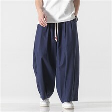 夏大码风棉麻裤宽松休闲直筒阔哈伦裤日系工装中性K181/P70，男装工装外套，电商A221A