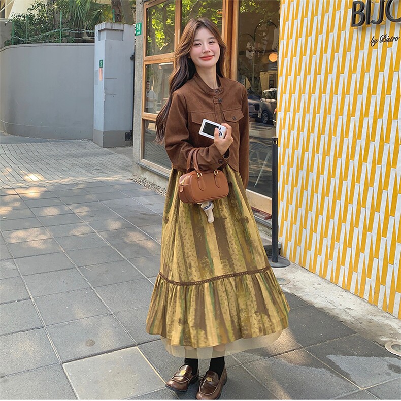 现货-春季新款咖色套装两件套203-6019-P175-K235，女装套装/套裙，浙宝203