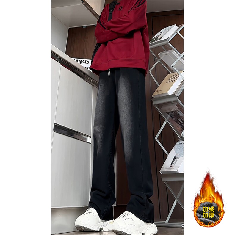 B221美式ins高街宽松直筒牛仔裤LK24152-特P36控68加绒特P46控88，男装牛仔裤，电商B221