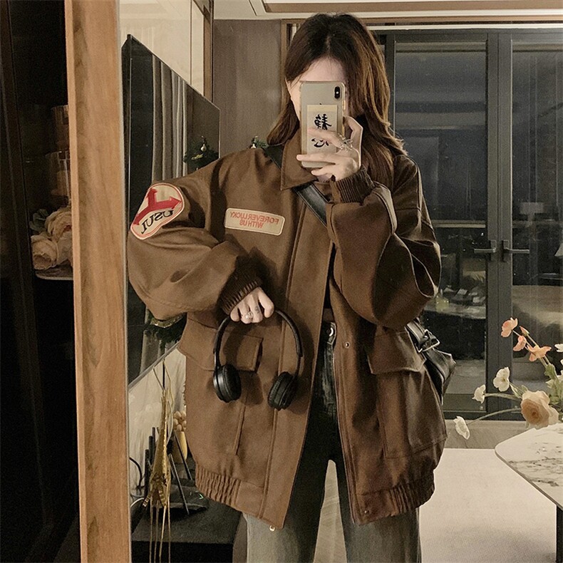 A411-P118polo领美式复古拼接棒球服2024年新款oversize工装外套,男装工装外套,星座911