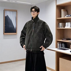2025新款潮牌春季扎染立领PU皮衣夹克痞帅宽松百搭男外套JK878，男装皮衣，星座516A