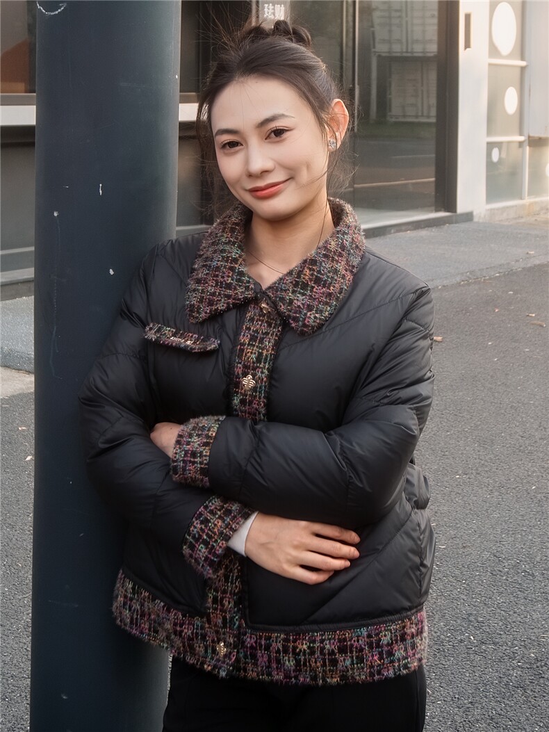 2025冬装常规保暖外套民族风羽绒短款小香风,女装羽绒服,沫晗依美