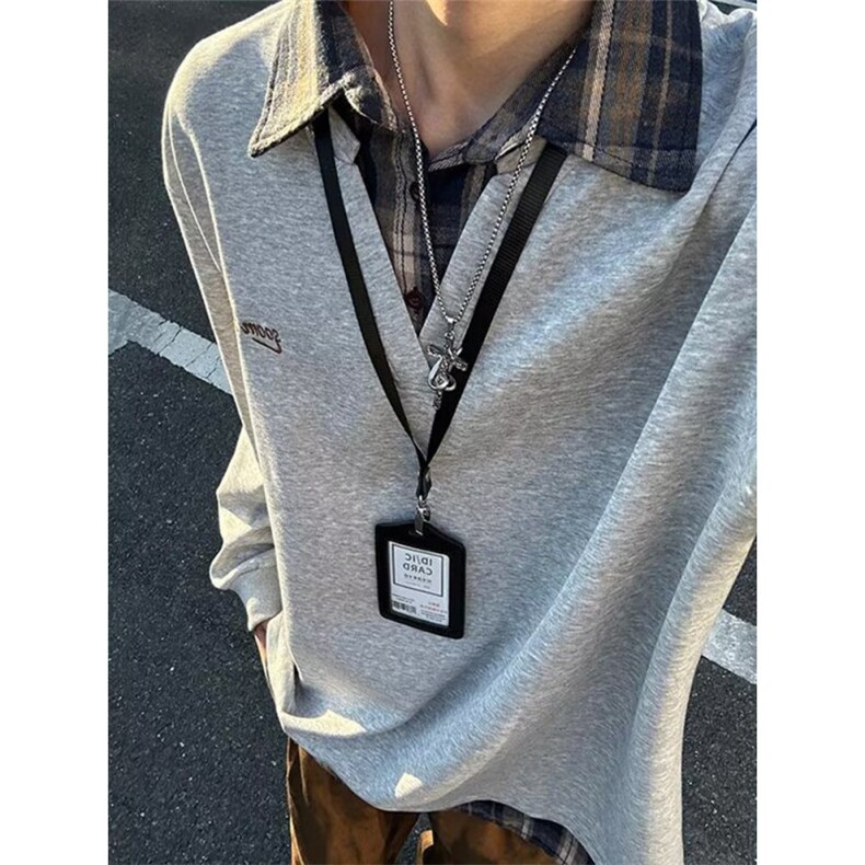 假两件衬衫领卫衣男秋季翻领T恤痞帅宽松半袖休闲polo衫 W39图片