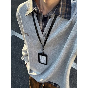 假两件衬衫领卫衣男秋季翻领T恤痞帅宽松半袖休闲polo衫 W39图片