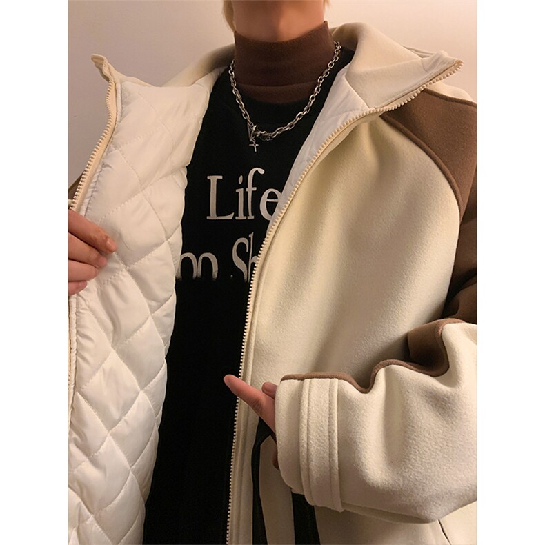 撞色棉衣毛呢外套加厚夹克棉袄港风棉服日系1016-1W88P128K158,男装夹克,星座1016-1（原电商B408-1）