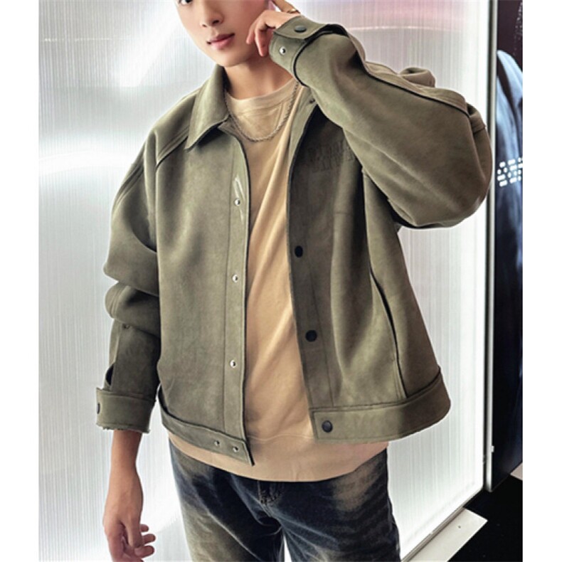 开春复古麂皮短款夹克外套男女宽松春季慵懒中性风上衣JY680,男装夹克,星座1116A（原606A-3）