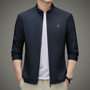 男士秋季夹克外套新款男装立领中年商务休闲纯色茄克衫上衣服男,男装夹克,电商B212（原钱塘6029）