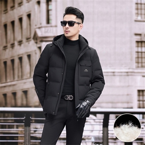 中青年90绒轻薄羽绒服外套男秋冬拆卸帽时尚休闲羽绒服夹克图片