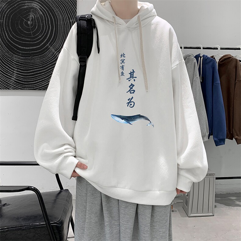 WY2261-P35 加绒款-P40 纯棉连帽卫衣男大码运动帽衫宽松薄外套男图片