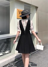 夏季新款拼色连衣裙，女装连衣裙，梦依雪歌