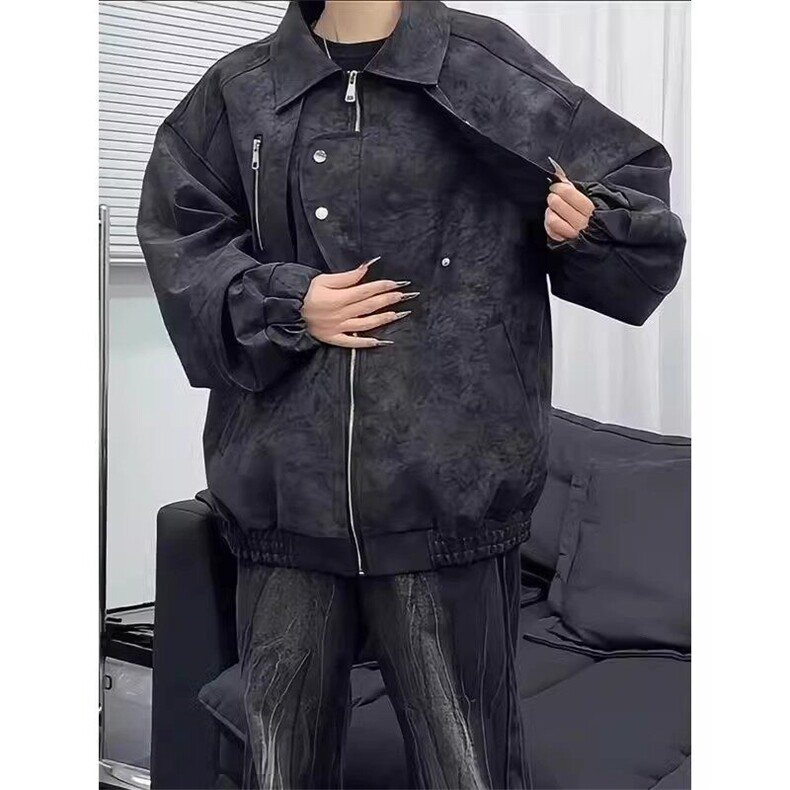 现货网图慎用春款皮夹克做旧复古外套JK311P70,男装夹克,星座1904A