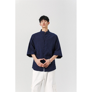 8XL-M  风大码夏短袖衬衫男外套棉麻七分袖上衣CS505P60控78图片