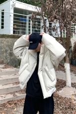 网图美式复古PU皮棉服男冬季立领宽松加厚面包服外套-A2355TP78，男装棉衣，电商B241