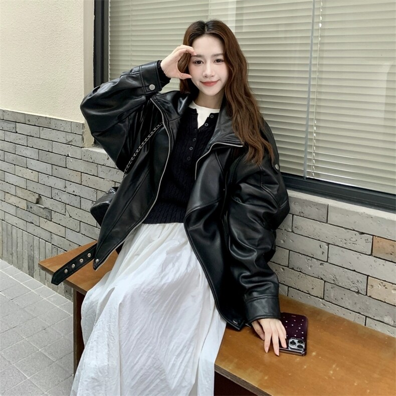 短款皮衣外套女秋季独特超好看酷飒风机车服pu,女装短外套,2C012