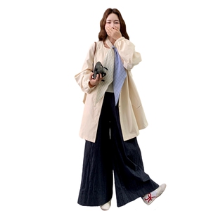 浅黄色韩系松弛感休闲风衣外套女2025秋季新款气质减龄超好看大衣图片
