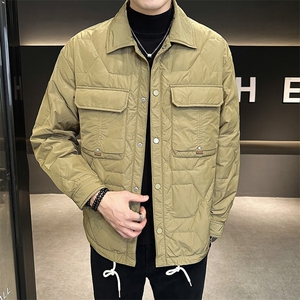 男韩版款轻奢风羽绒服短款冬季休闲鸭绒排扣衬衫领外套Y9907P145图片