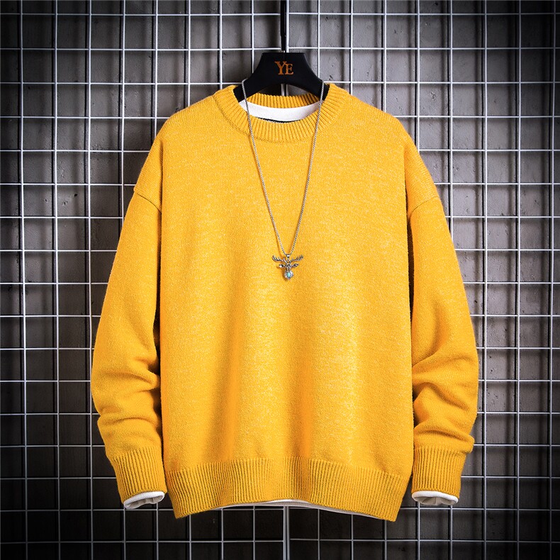 1日系中性情侣宽松潮流大码M-5XL纯色毛衣男外套7979P45加绒P55，男装针织衫/毛衣，星座226-2