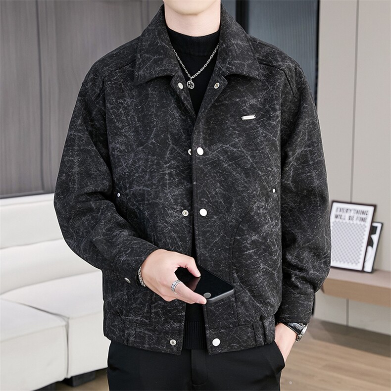 高品质翻领扎染毛呢大衣外套夹克，男装毛呢大衣，星座1206（原A206）