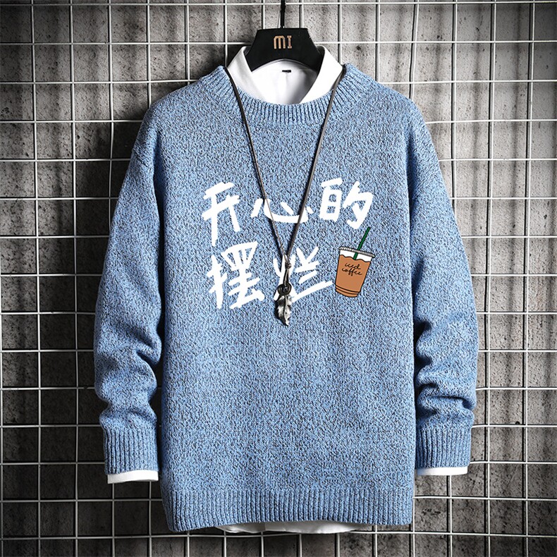 加厚加绒毛衣男大码毛线衣男针织衫M19348-P45加绒款-P65网格,男装针织衫/毛衣,电商A040A
