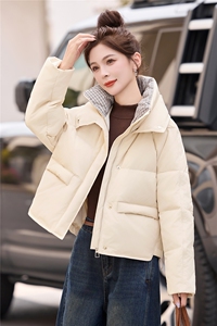时尚短款羽绒服女2025冬季新款高级感立领保暖90白鸭绒外套图片