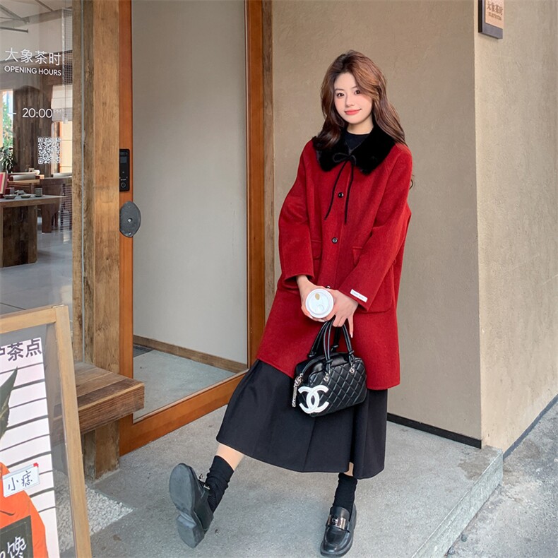 【有货】三色围脖可拆卸双面呢2D012-968-P315K458,女装羊绒大衣,2D012